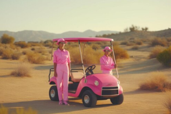 pink golf cart