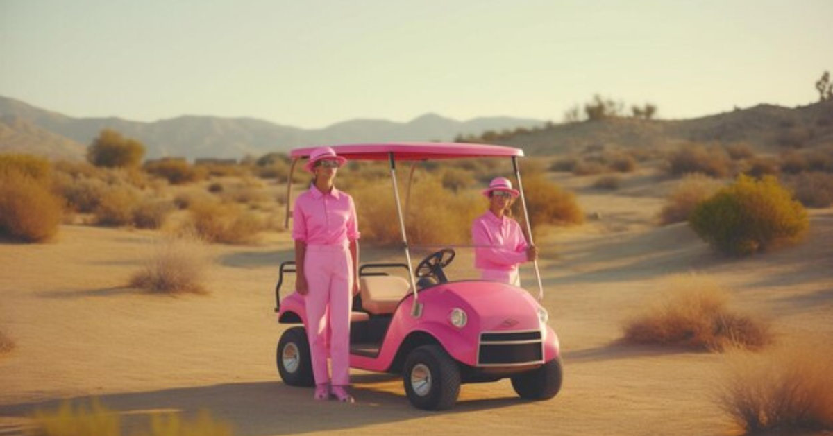 pink golf cart